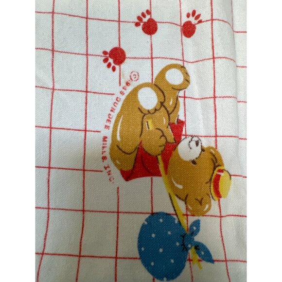 Vintage Dundee Baby Blanket With Bear & Red Balloon Print In Cotton Fabric - Picture 2 of 4